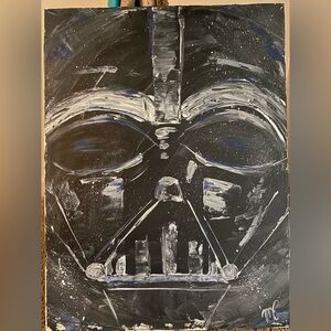 Darth Vader Abstract Black, Blue and White Art Canvas